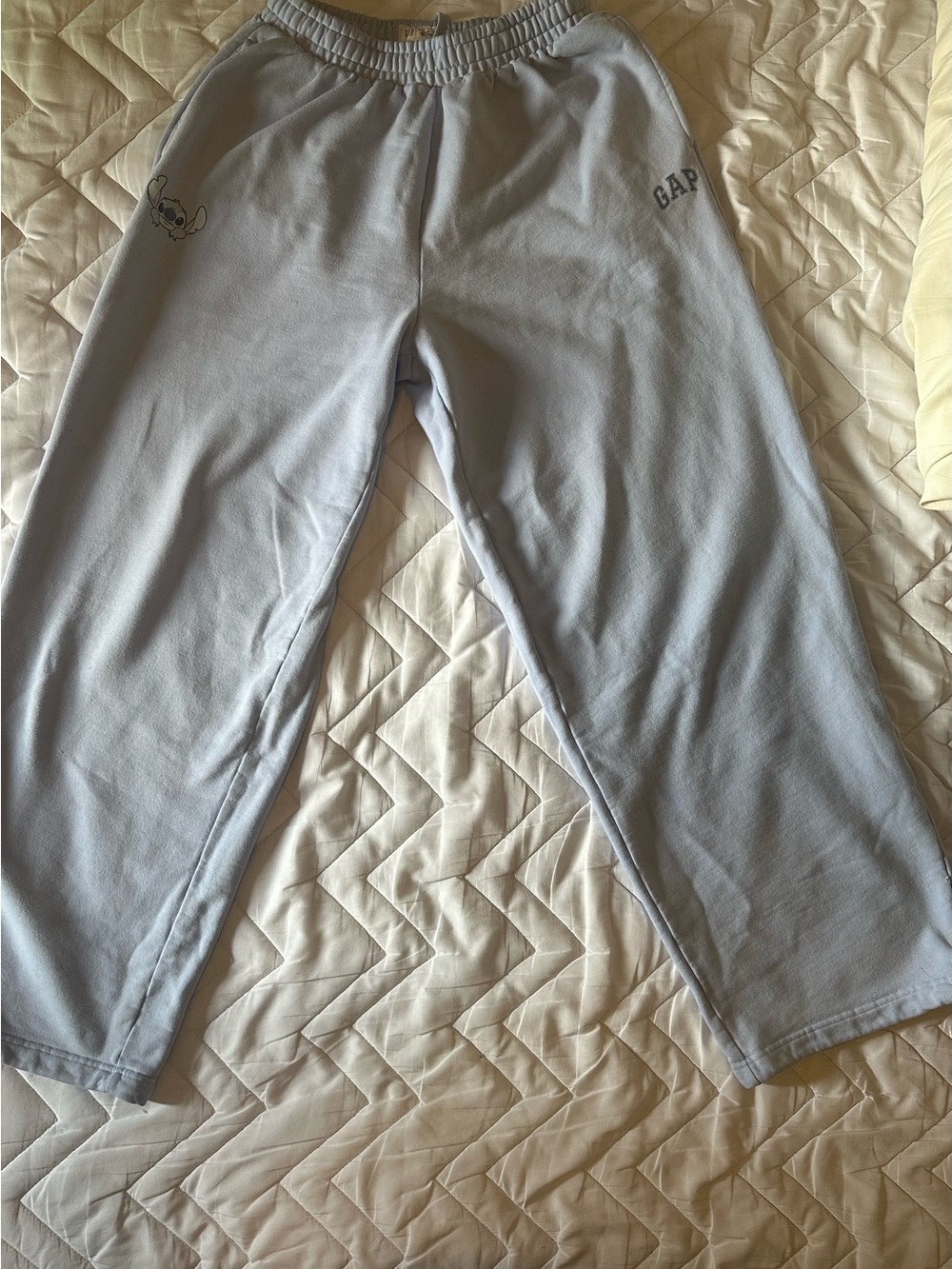 GAP UNISEX BLUISH GRAY wide leg Sweatpants with Embroidered Gap/Stitch
Sz S Tall